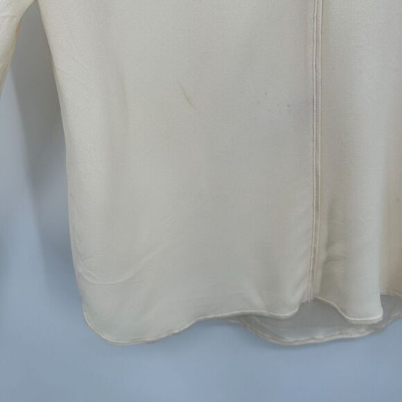 FORTE FORTE Cream Ivory Crepe V-Neck Boxy Blouse Top Quiet Luxury Size Medium - Picture 10 of 10